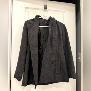 Express Women's Wool Gray Pea Coat (Size 3/4)